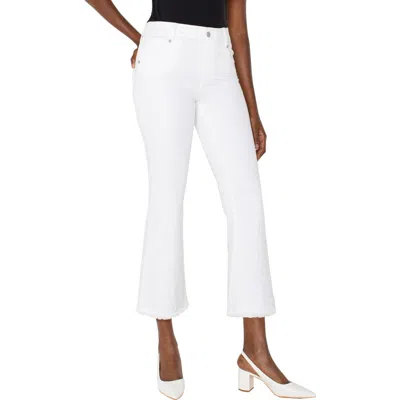 Liverpool Los Angeles Gia Glider Frayed Pull-on Crop Flare Jeans In White