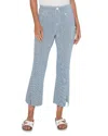 Liverpool Los Angeles Gia Glider Stripe Split Hem Crop Flare Pull-on Pants In Chambray Stripe