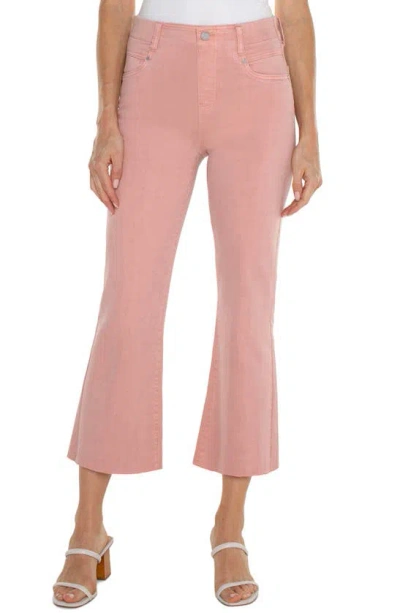 Liverpool Los Angeles Gia Glider Pull-on Raw Hem Crop Flare Pants In Rose Blush