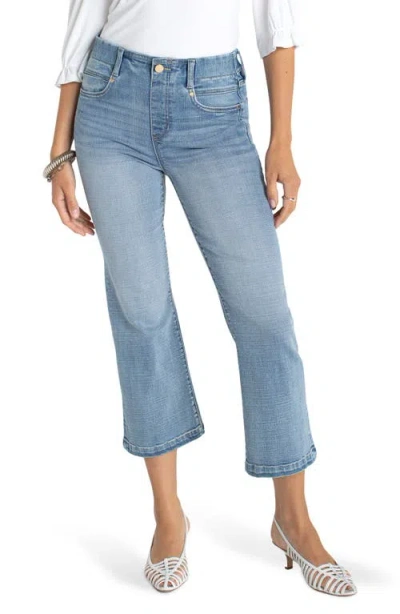 Liverpool Los Angeles Gia Glider Tulip Hem Pull-on High Waist Crop Flare Jeans In Blue
