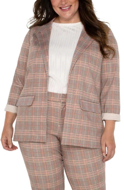 Liverpool Los Angeles Glen Plaid Boyfriend Blazer In Lava Flow/ Glen Plaid