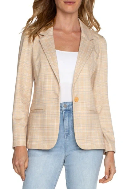 Liverpool Los Angeles Glen Plaid Fitted Blazer In Flaxen Gold Plaid