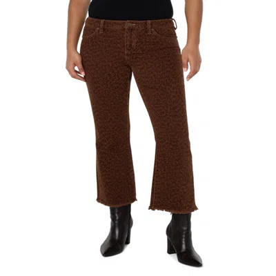 Liverpool Los Angeles Hannah Cropped Flared Jeans In Abstract Animal Print Brown Size 4 In Multi
