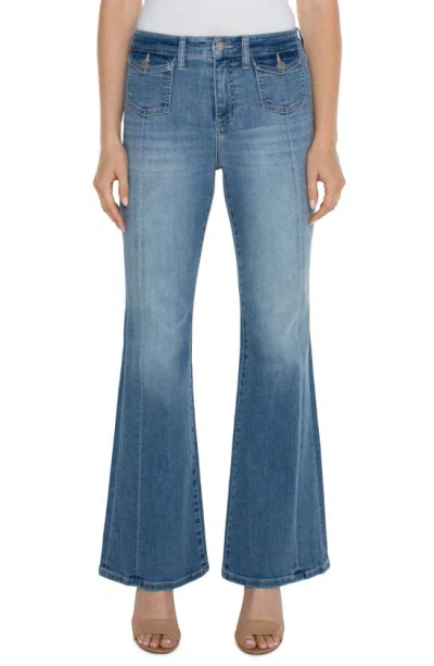 Liverpool Los Angeles Hannah Flap Pocket Mid Rise Flare Jeans In Overlook