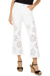 Liverpool Los Angeles Hannah Floral Frayed Crop Flare Jeans In White Daisy