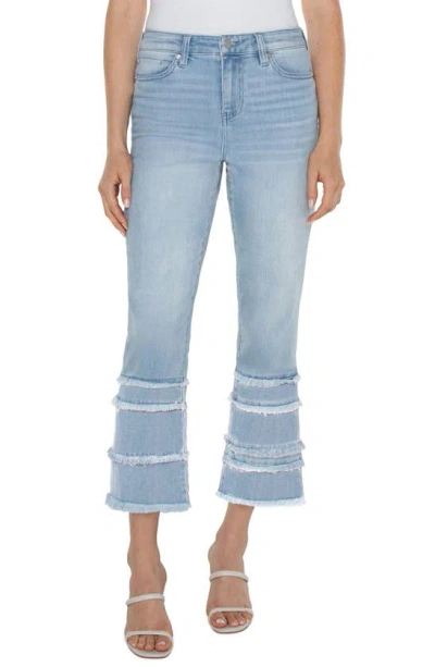 Liverpool Los Angeles Hannah Frayed Tiered Crop Flare Jeans In Clarkdale