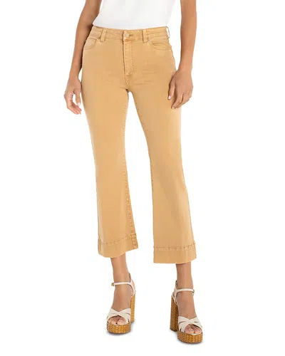 Liverpool Los Angeles Hannah High Rise Crop Flare Hugger Jeans In Straw In Brown