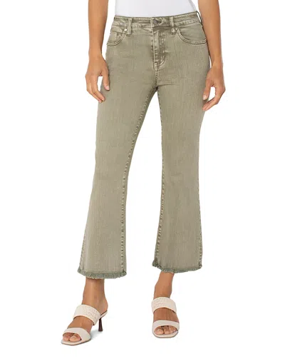 LIVERPOOL LOS ANGELES HANNAH HIGH RISE CROPPED FLARE LEG JEANS IN MINERAL LAUREL OLIVE