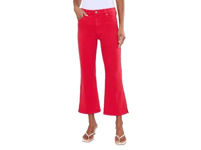 Liverpool Los Angeles Hannah Mid-rise Cropped Flare Jeans With Slit Hem 25.5in Inseam Women's Jeans Cherry Rose: 6 25.5 In Red