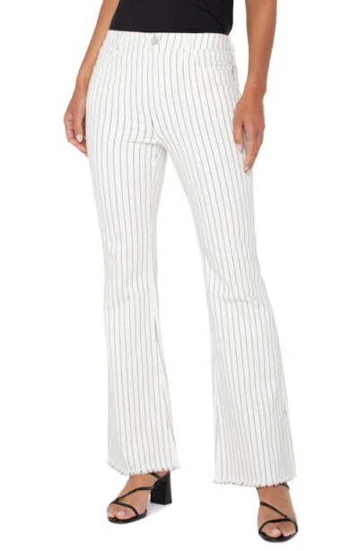 Liverpool Los Angeles Hannah Pinstripe Frayed Flare Jeans In White