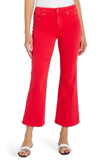 Liverpool Los Angeles Hannah High Rise Crop Flare Jeans In Cherry Rose In Red