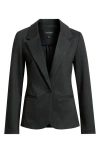 Liverpool Los Angeles Herringbone Fitted One-button Blazer In Black