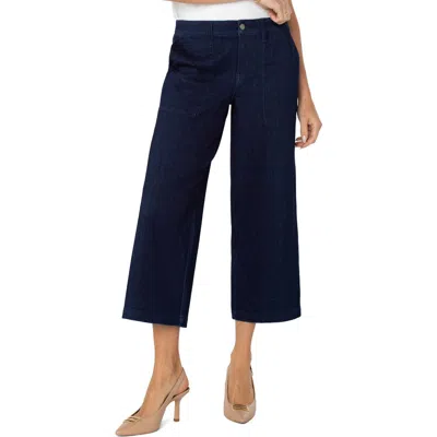 Liverpool Los Angeles High Waist Crop Wide Leg Cargo Jeans In Indigo Rinse