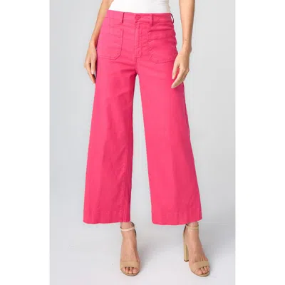 Liverpool Los Angeles High Waist Patch Pocket Crop Wide Leg Pants In Pink