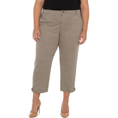 Liverpool Los Angeles Houndstooth Crop Straight Leg Utility Pants In Multi