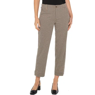 Liverpool Los Angeles Houndstooth Crop Straight Leg Utility Pants In Brown