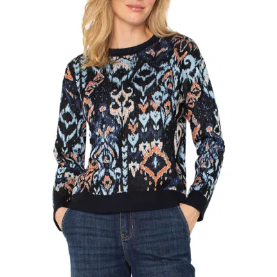 Liverpool Los Angeles Ikat Jacquard Crewneck Sweater In Multi