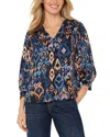 Liverpool Los Angeles Ikat V-neck Top In Multi