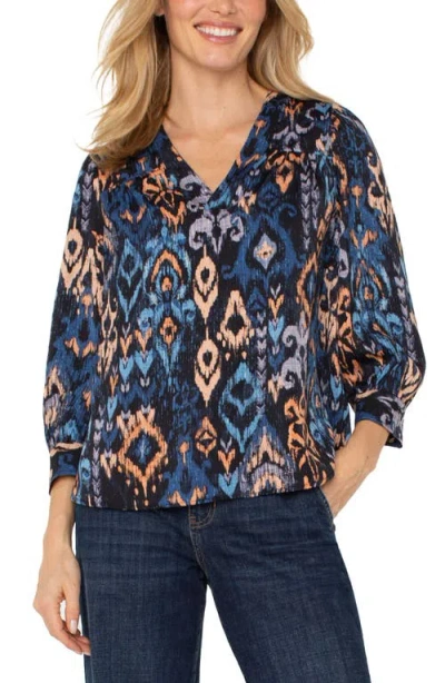 Liverpool Los Angeles Ikat V-neck Top In Multi