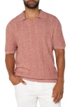 Liverpool Los Angeles Johnny Collar Short Sleeve Cotton Blend Polo Sweater In Nantucket Red