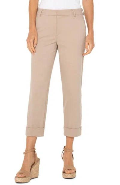 Liverpool Los Angeles Kelsey Crop Tapered Pants In Biscuit Tan