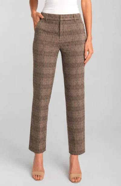Liverpool Los Angeles Kelsey Plaid Knit Trousers In Olive Multi