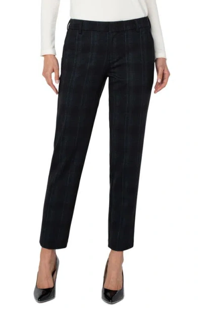 Liverpool Los Angeles Kelsey Plaid Ponte Trousers In Black/green Shdw