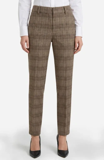Liverpool Los Angeles Kelsey Plaid Tapered Leg Pants In Brown