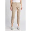 Liverpool Los Angeles Kelsey Slit Hem Crop Twill Trousers In Biscuit Tan