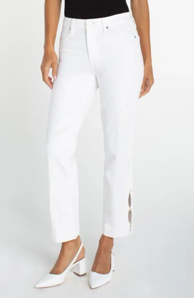 Liverpool Los Angeles 27 Kennedy Mid-rise Crop Straight Leg Jeans With Pearl Trim In White