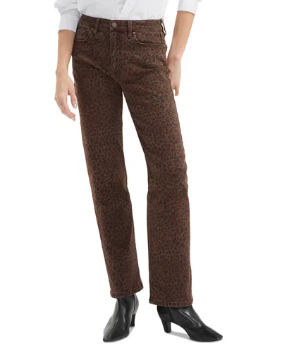 Liverpool Los Angeles Kennedy Mid Rise Straight Jeans In Abstract Animal In Brown