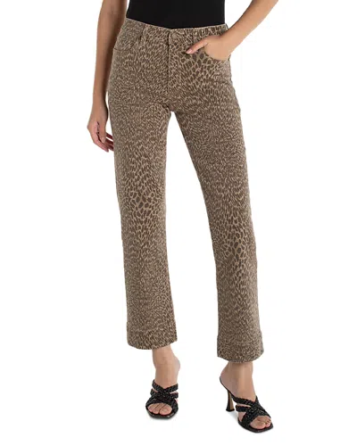 Liverpool Los Angeles Kennedy Mid Rise Straight Jeans In Khaki Abstract Animal In Gray