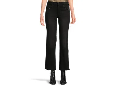 Liverpool Los Angeles Kennedy Mid-rise Straight Jeans W/ Studs And Cut Hem In Black