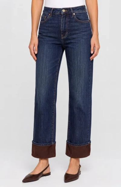 Liverpool Los Angeles Kennedy Velvet Cuff Straight Leg Jeans In Blue