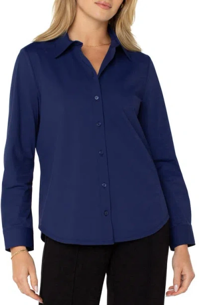 Liverpool Los Angeles Knit Button-up Shirt In Navy Ink