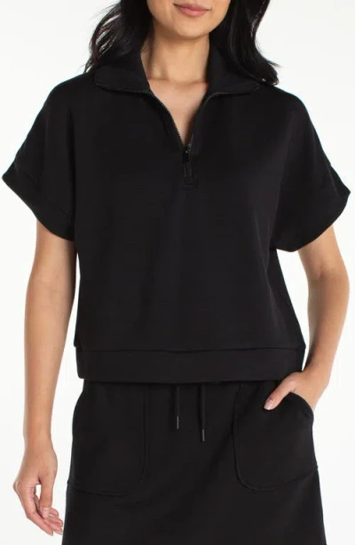 Liverpool Los Angeles Knit Half Zip Top In Black