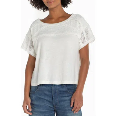 Liverpool Los Angeles Lace Dolman Sleeve Top In White