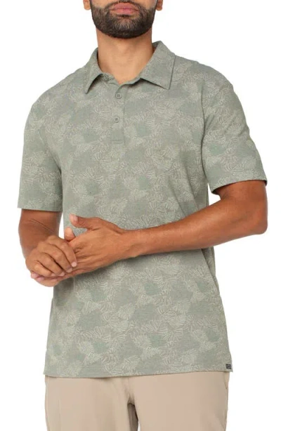 Liverpool Los Angeles Leaf Print Polo In Gray