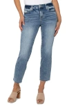 Liverpool Los Angeles Kennedy Frayed Mid Rise Ankle Straight Leg Jeans In Santa Anita