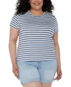 Liverpool Los Angeles Liverpool Plus Size Striped Crewneck Classic T-shirt