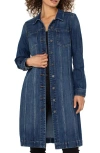 Liverpool Los Angeles Long Denim Trucker Jacket In Blue