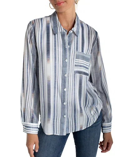 Liverpool Los Angeles Long Sleeve Button Front Woven Shirt In Blue