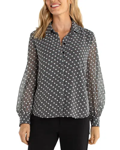 Liverpool Los Angeles Long Sleeve Collared Woven Blouse With Sleeve Tie Detail In Black