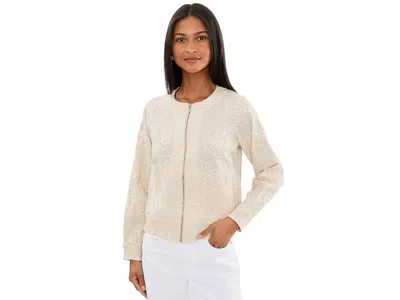 Liverpool Los Angeles Long Sleeve Collarless Jacket With Smocking In Neutral
