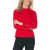 Liverpool Los Angeles Long Sleeve Mock Neck Rib Top In Red