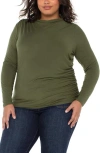 Liverpool Los Angeles Long Sleeve Ruched Jersey Top In Green