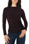 Liverpool Los Angeles Long Sleeve Ruched Knit Top In Black