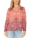 Liverpool Los Angeles Paisley Relaxed V-neck Top In Mauve Ombre