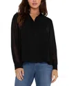 Liverpool Los Angeles Chiffon Button-up Shirt In Black