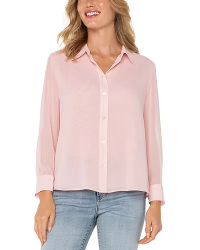 Liverpool Los Angeles Long Sleeve Woven Shirt In Soft Pink